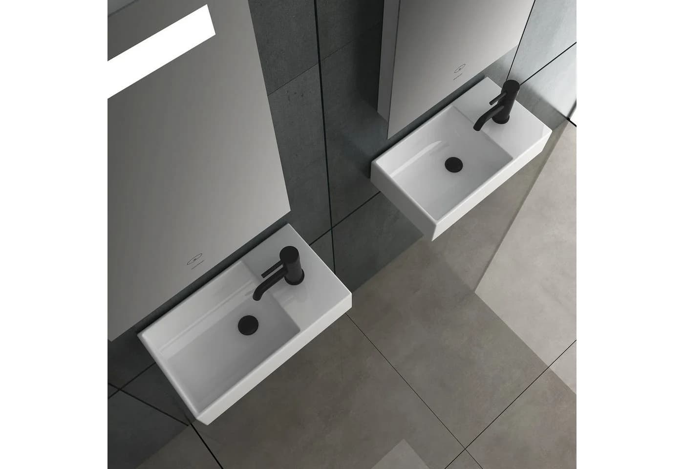 Alpenberger Keramik Miniwaschbecken Weiß Hängewaschbecken Eckig - Bild 5