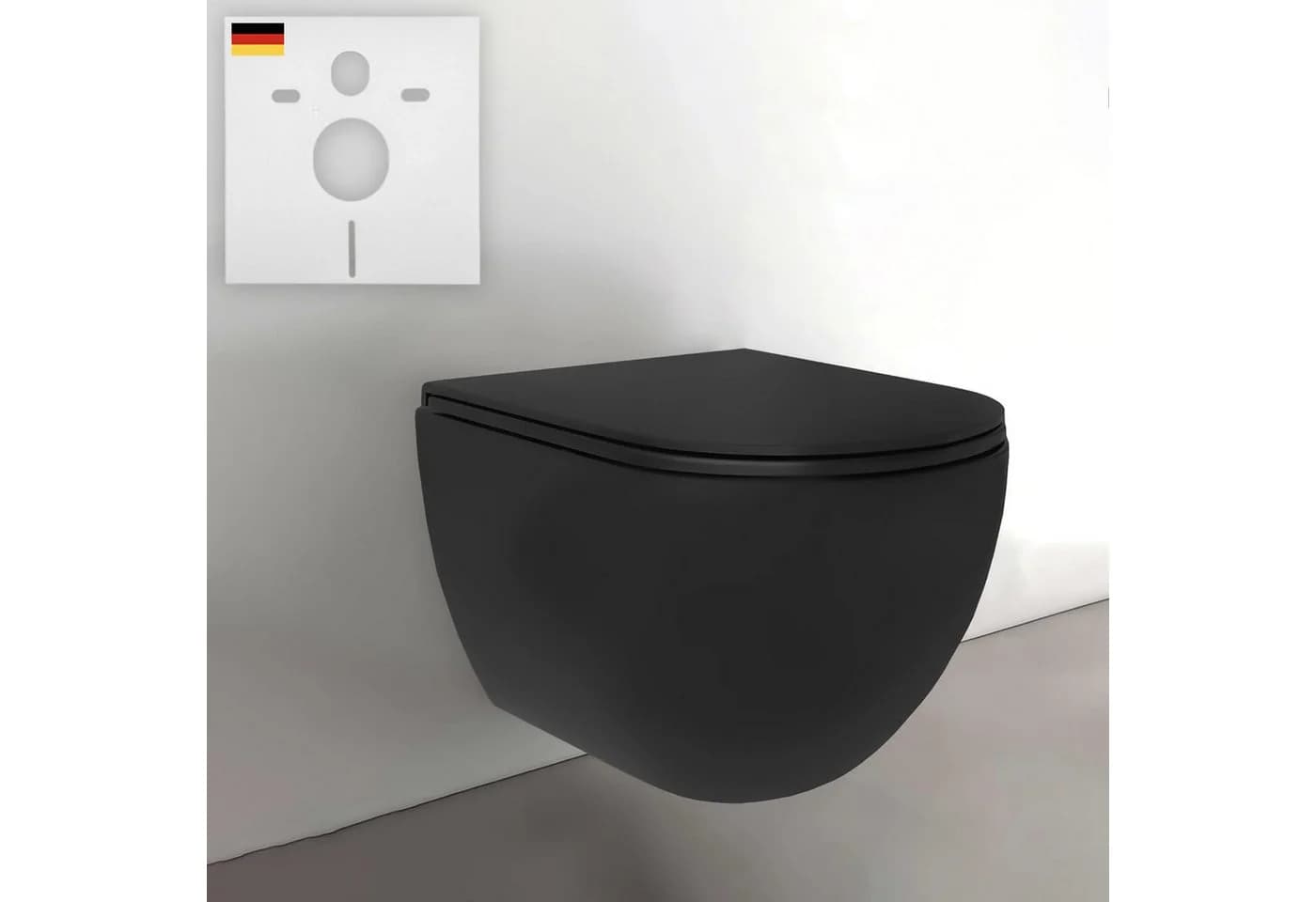 Alpenberger Hänge-WC Schwarz Matt Spülrandlos mit Nano & Soft-Close - Bild 2