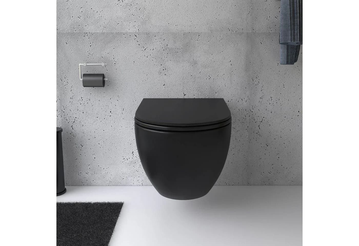 Alpenberger Hänge-WC Schwarz Matt Spülrandlos mit Nano & Soft-Close - Bild 3