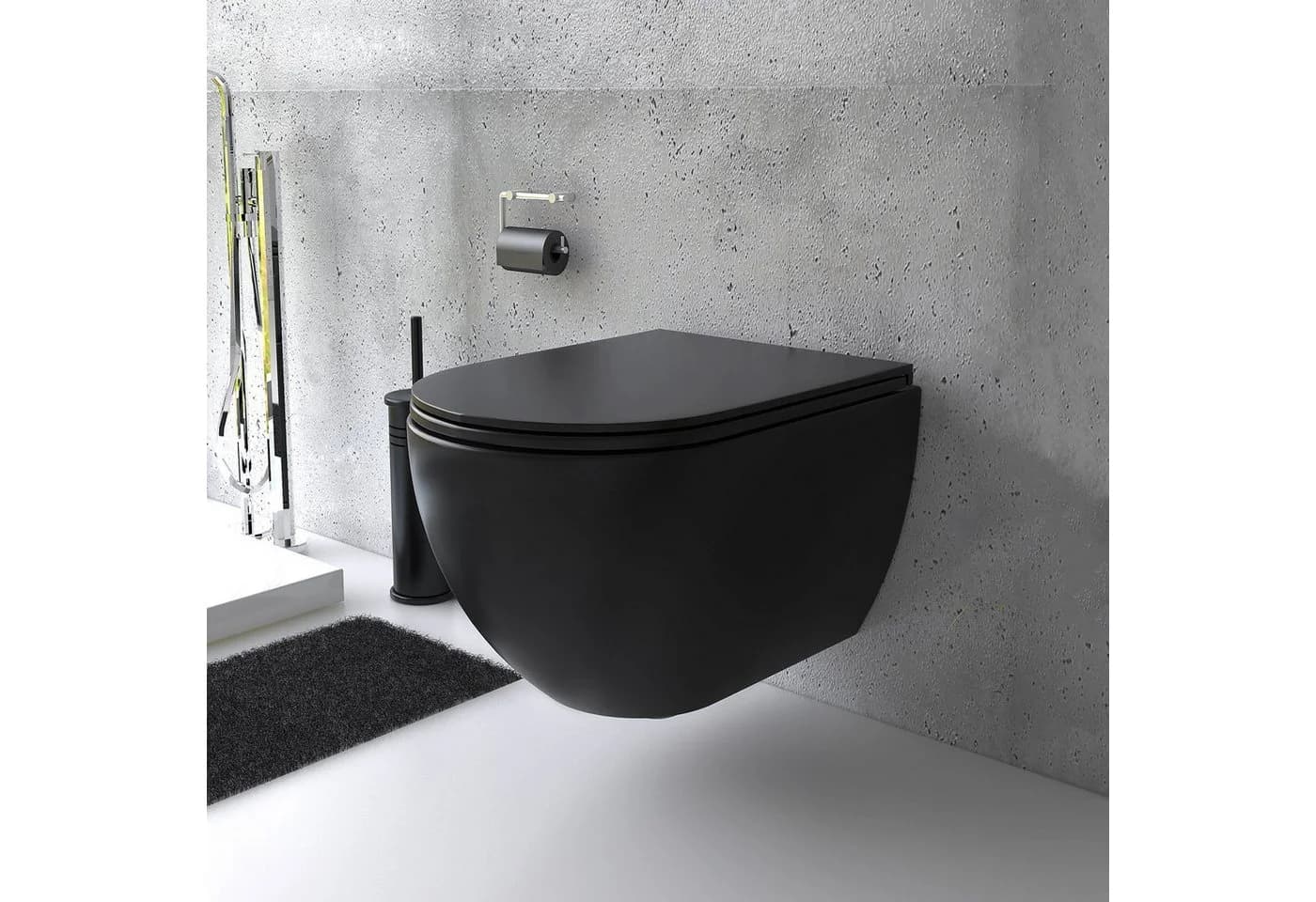 Alpenberger Hänge-WC Schwarz Matt Spülrandlos mit Nano & Soft-Close - Bild 4