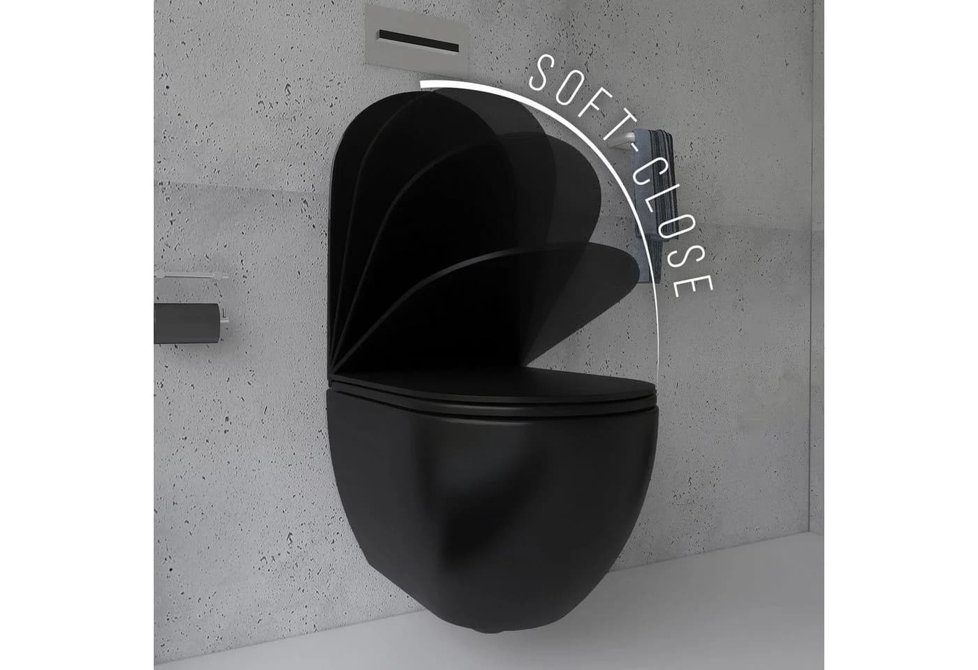 Alpenberger Hänge-WC Schwarz Matt Spülrandlos mit Nano & Soft-Close - Bild 5