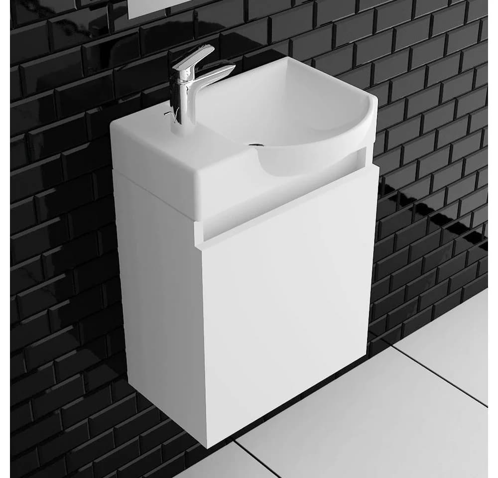 Alpenberger Badmöbel-Set Gäste WC Weiß Hochglanz Lack