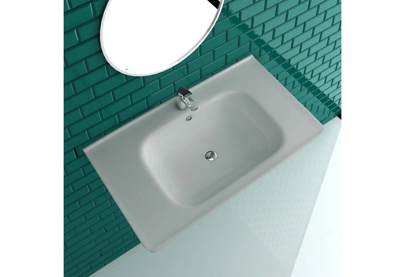 Alpenberger Waschbecken Eckig - Waschtisch Keramik Hängewaschbecken 80 cm Breit - Bild 3