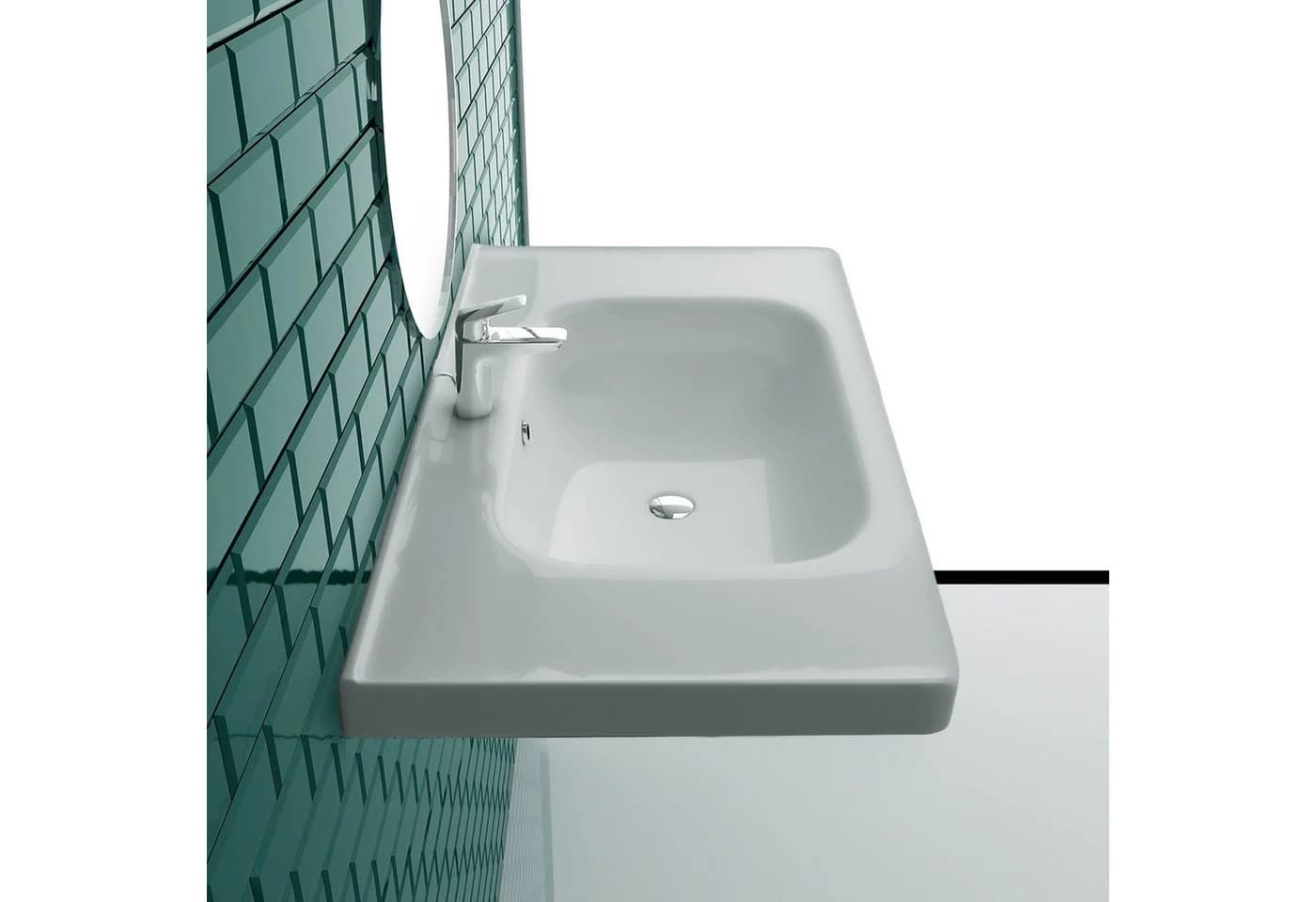 Alpenberger Waschbecken Eckig - Waschtisch Keramik Hängewaschbecken 80 cm Breit - Bild 4