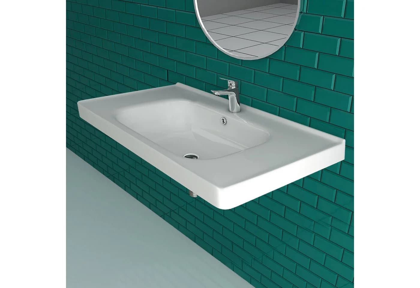 Alpenberger Waschbecken Eckig - Waschtisch Keramik Hängewaschbecken 80 cm Breit - Bild 5