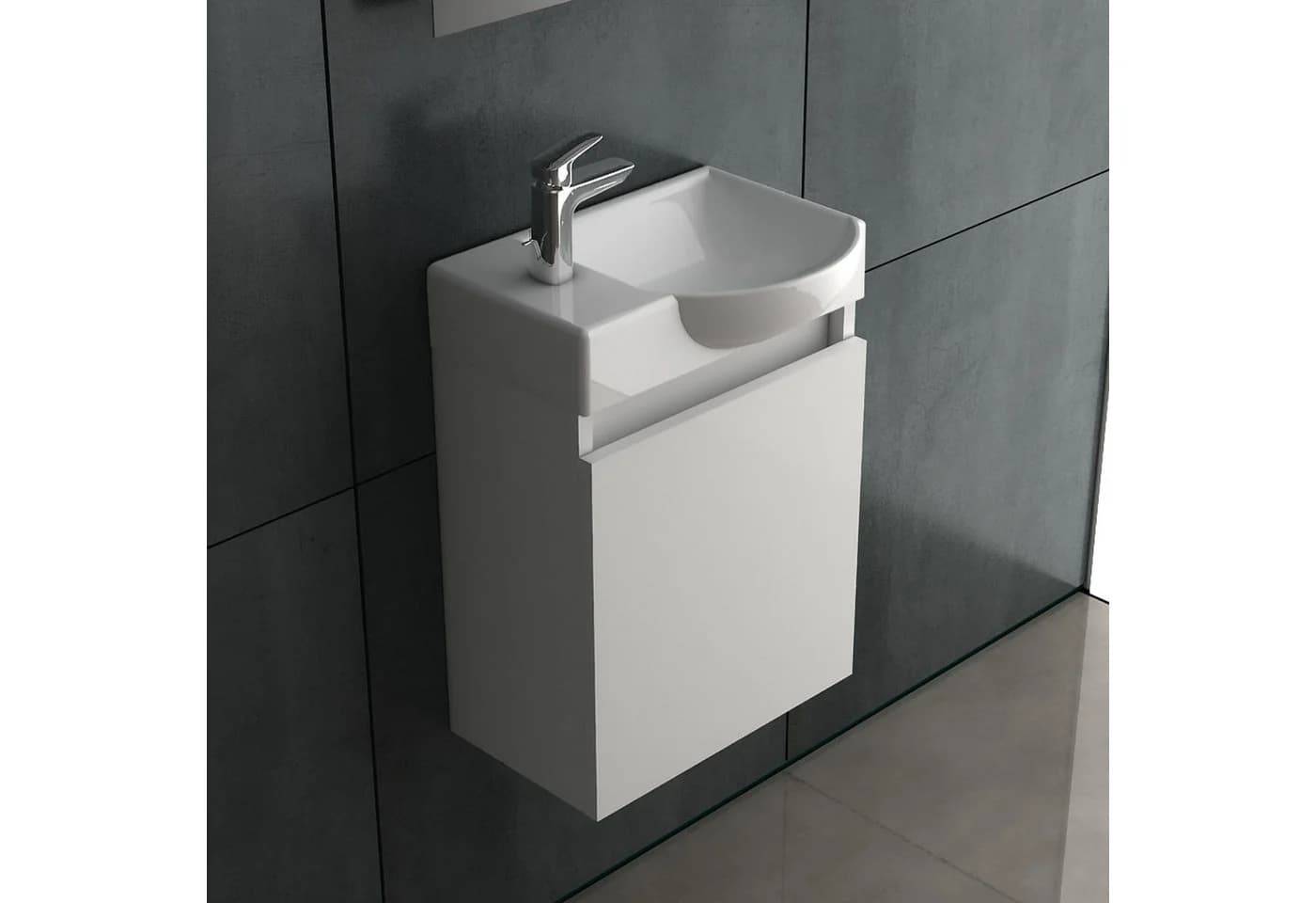 Alpenberger Gäste WC Möbel Set mit Keramik Waschbecken Weiß