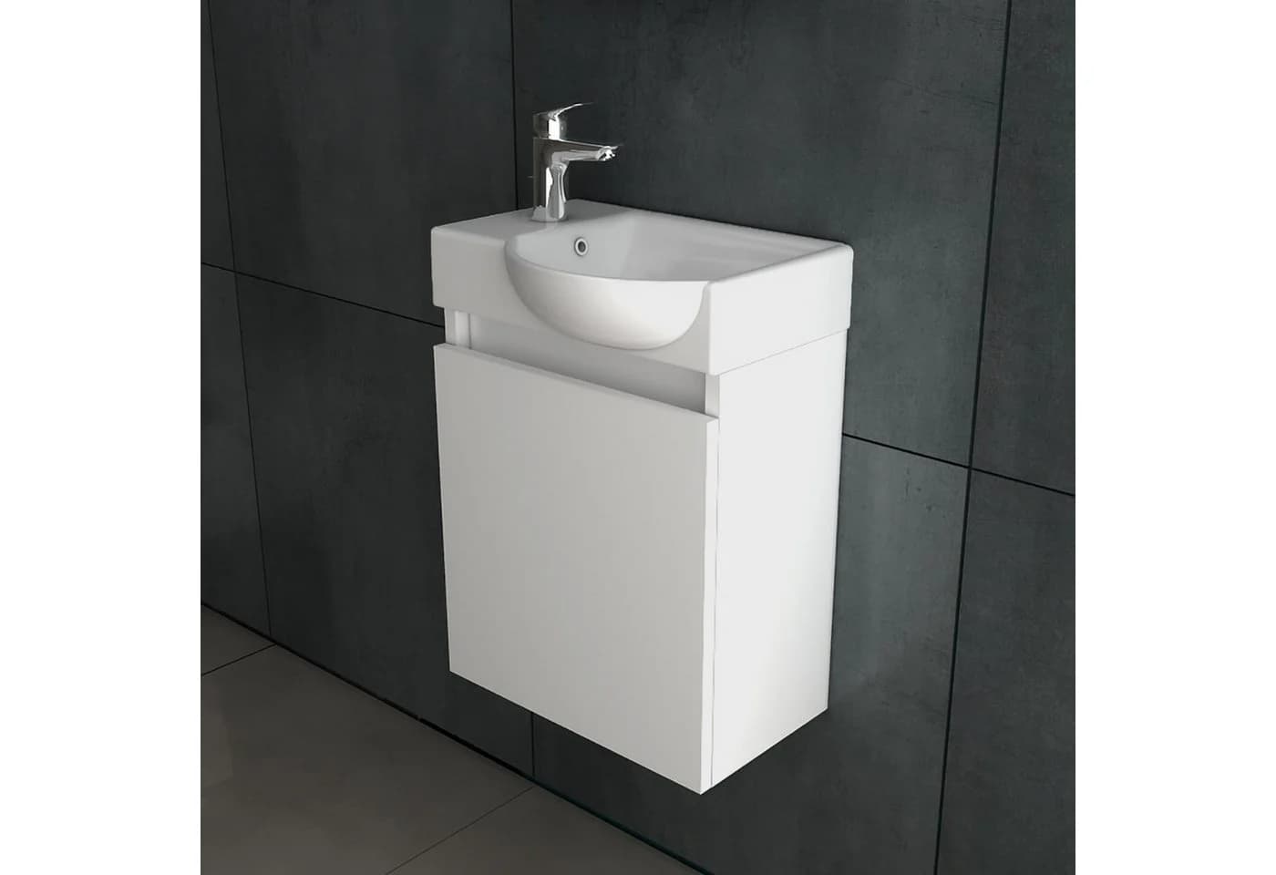 Alpenberger Gäste WC Möbel Set mit Keramik Waschbecken Weiß - Bild 2
