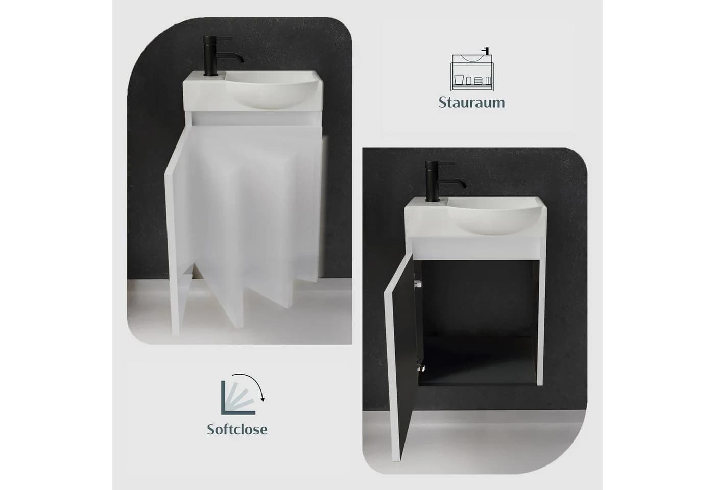 Alpenberger Gäste WC Möbel Set mit Keramik Waschbecken Weiß - Bild 4