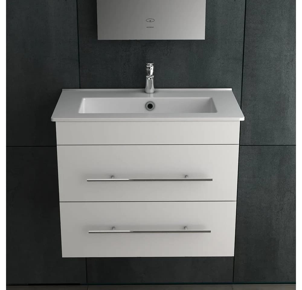 Alpenberger Badmöbelset Weiß 60 cm mit Keramikbecken und Soft-Close Schubladen - Bild 2