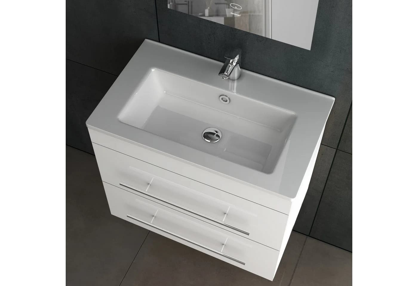 Alpenberger Badmöbelset Weiß 60 cm mit Keramikbecken und Soft-Close Schubladen - Bild 4