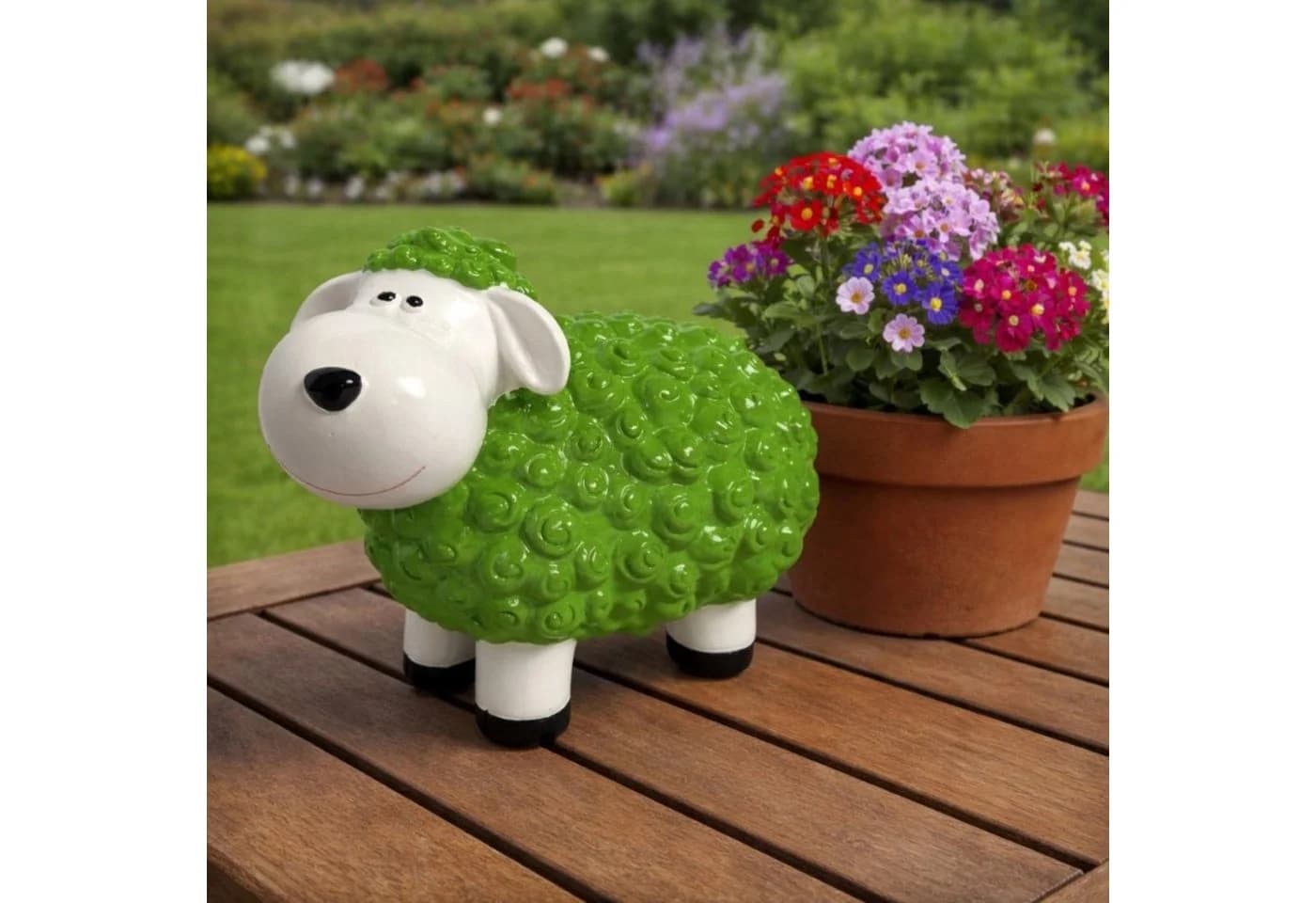 Online-Fuchs Gartenfigur Schaf Grün Wetterfest 20 cm - Bild 2