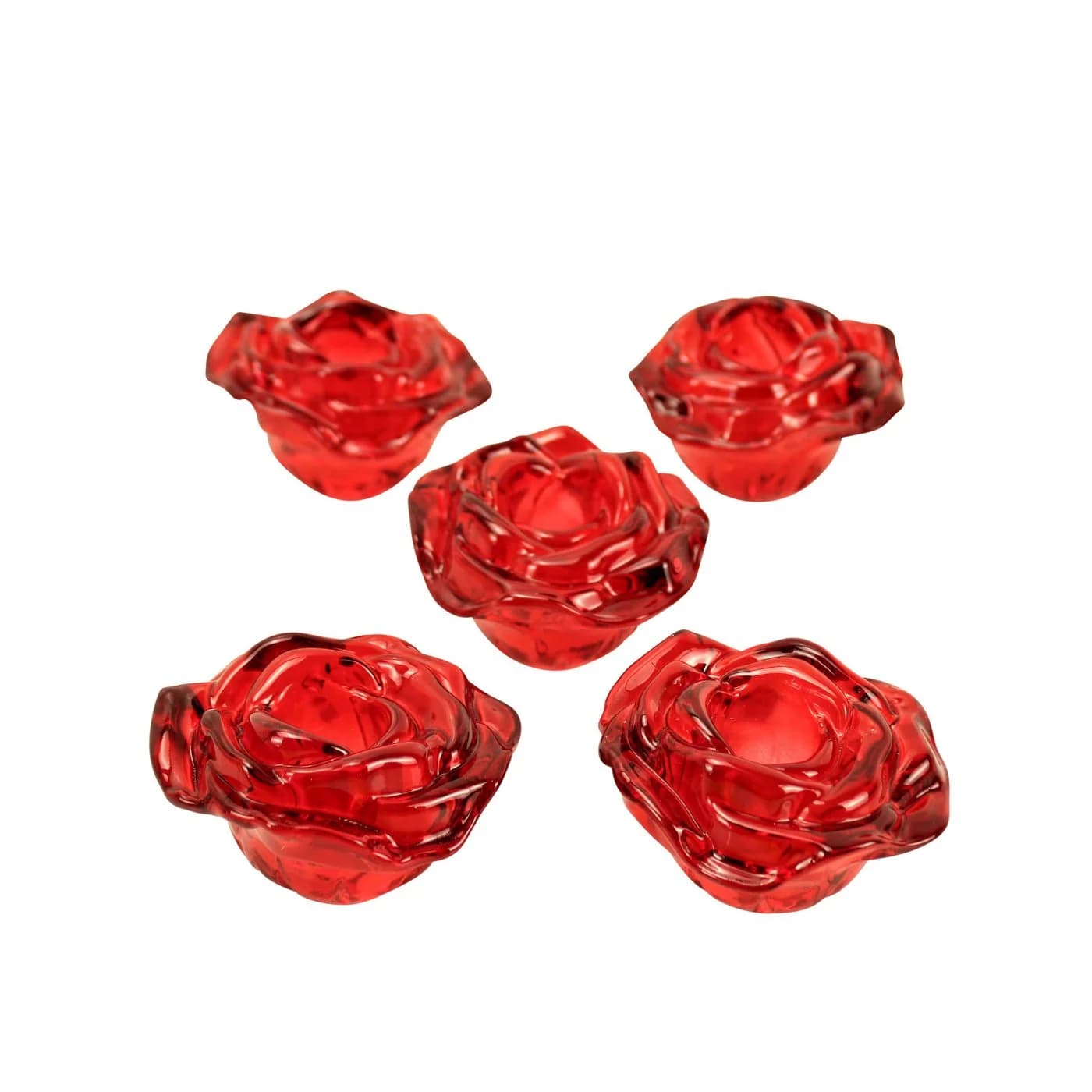 Online-Fuchs Kerzenständer 5er Set Rosenblütenform Rot - Bild 1