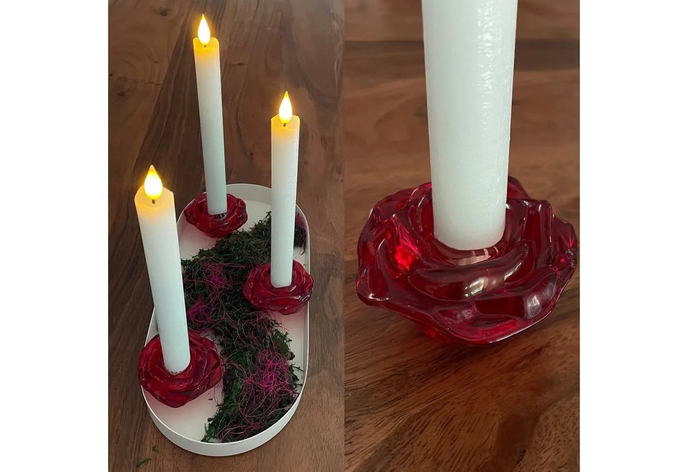 Online-Fuchs Kerzenständer 5er Set Rosenblütenform Rot - Bild 2