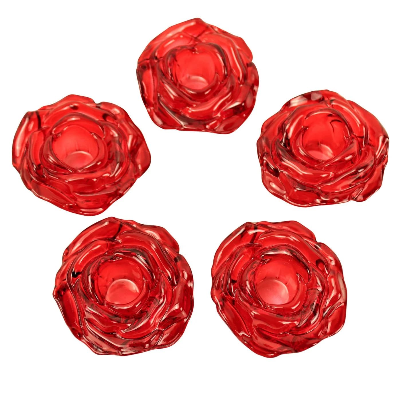 Online-Fuchs Kerzenständer 5er Set Rosenblütenform Rot - Bild 3
