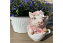 Online-Fuchs Gartenfigur Schwein mit Blumen Polyresin Bild 2