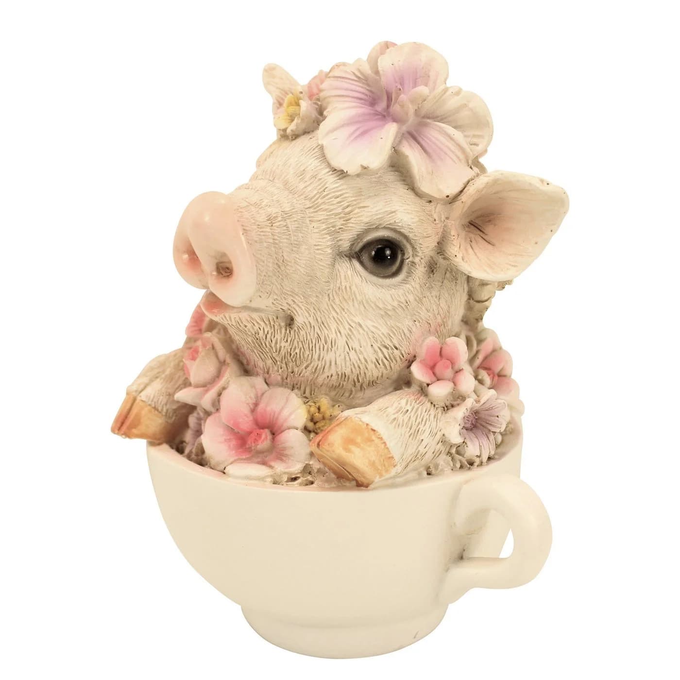Online-Fuchs Gartenfigur Schwein mit Blumen Polyresin - Bild 3
