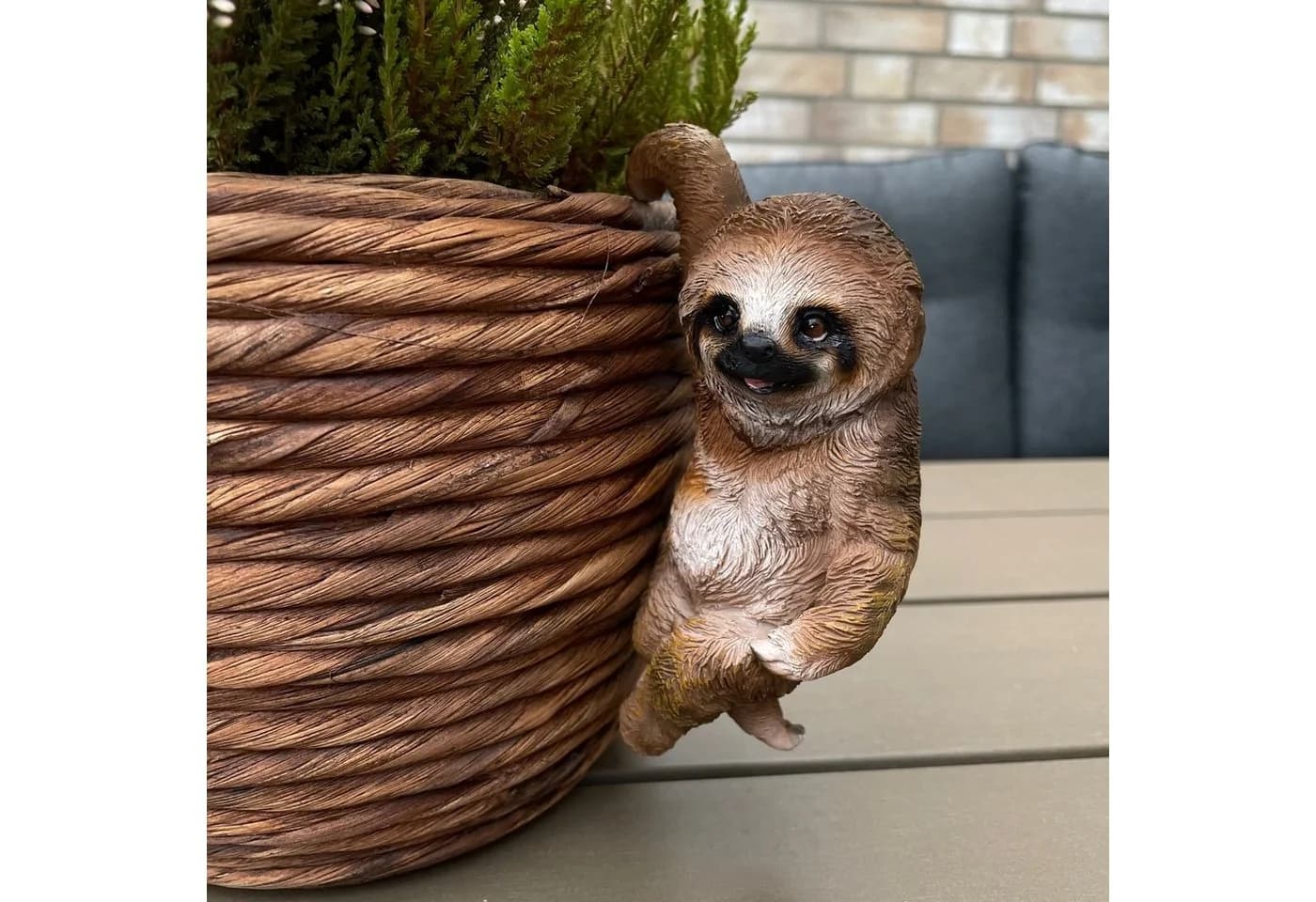 Online-Fuchs Gartenfigur Faultier Deko Braunes Polyresin - Bild 2