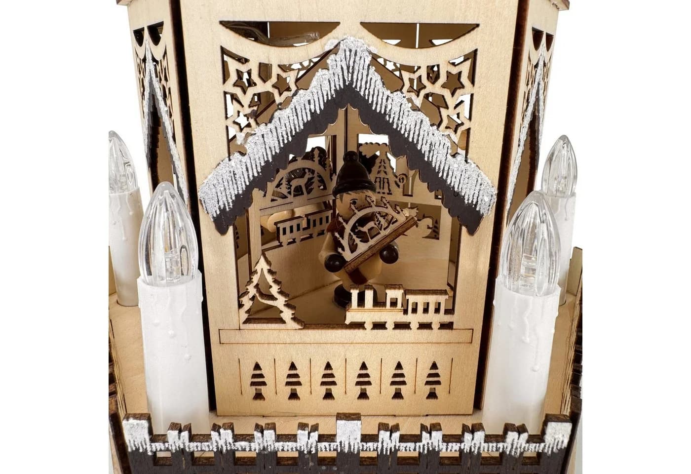 Online-Fuchs Weihnachtspyramide aus Holz 2-stöckig mit LED & Timer - Bild 3
