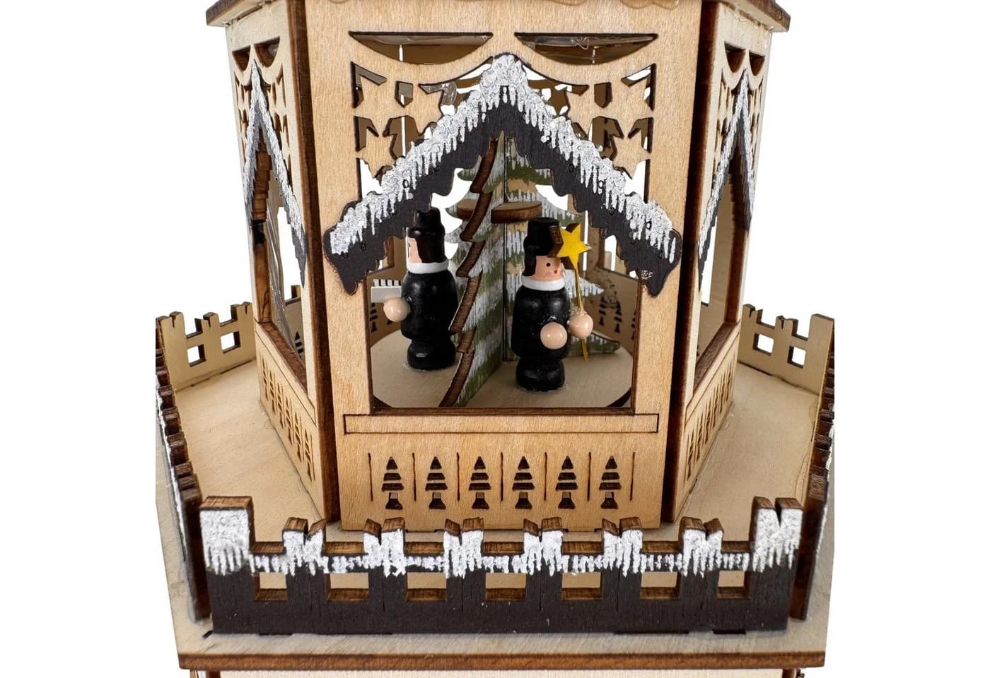 Online-Fuchs Weihnachtspyramide aus Holz 2-stöckig mit LED & Timer - Bild 4