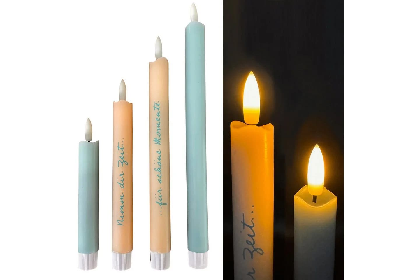 Online-Fuchs LED-Kerzen 4er Set Peach/Mint mit Timer - Bild 2