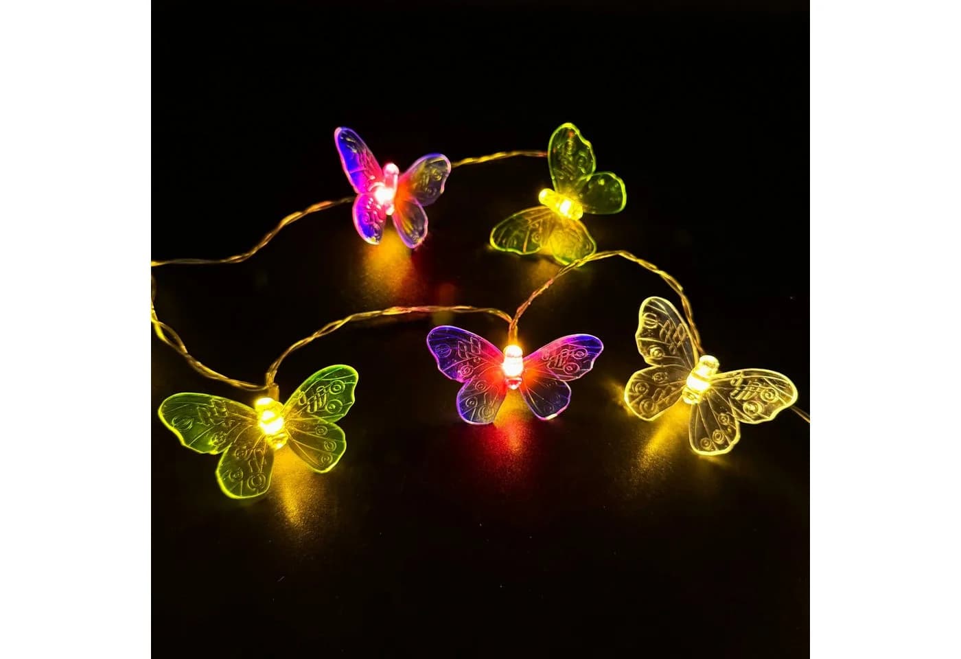 Online-Fuchs LED-Lichterkette mit 30 Schmetterlingen und Timer - für innen und außen