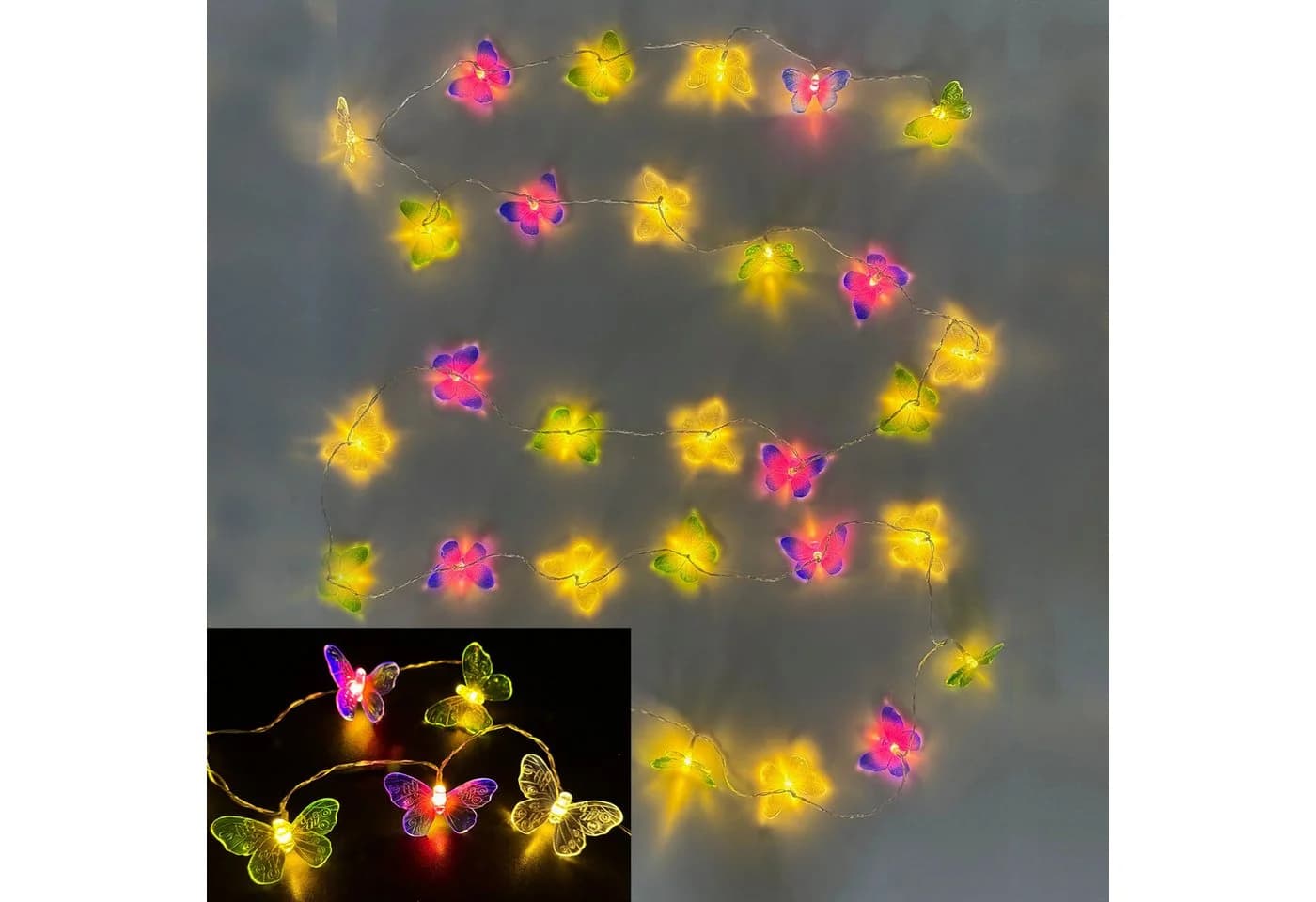 Online-Fuchs LED-Lichterkette mit 30 Schmetterlingen und Timer - für innen und außen - Bild 2