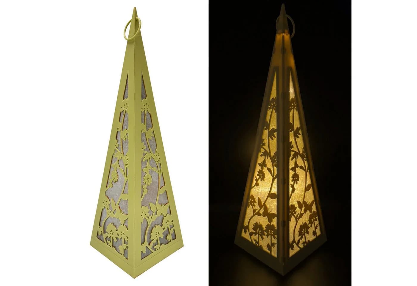 Online-Fuchs LED Laterne Pyramide Grün mit Schmetterlingen & Blumen - Bild 2