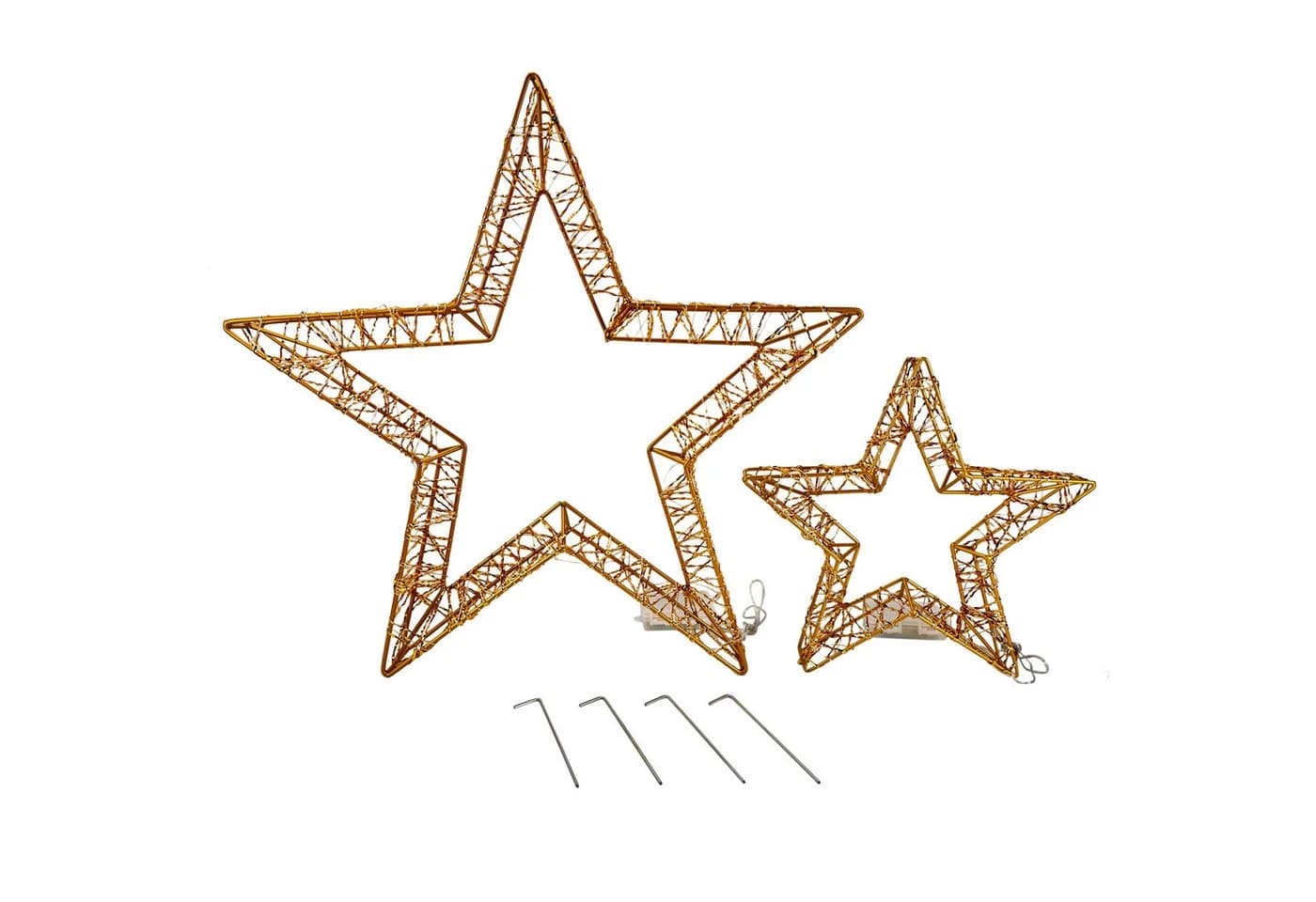 Online-Fuchs LED Weihnachtssterne 2er Set Gold Folieneffekt Timer