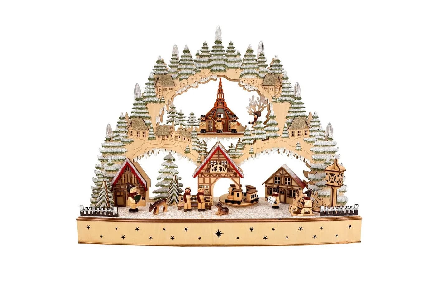 Online-Fuchs LED Schwibbogen Winterlandschaft mit fahrendem Zug