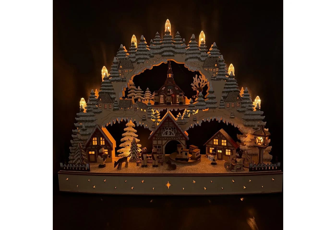 Online-Fuchs LED Schwibbogen Winterlandschaft mit fahrendem Zug - Bild 2
