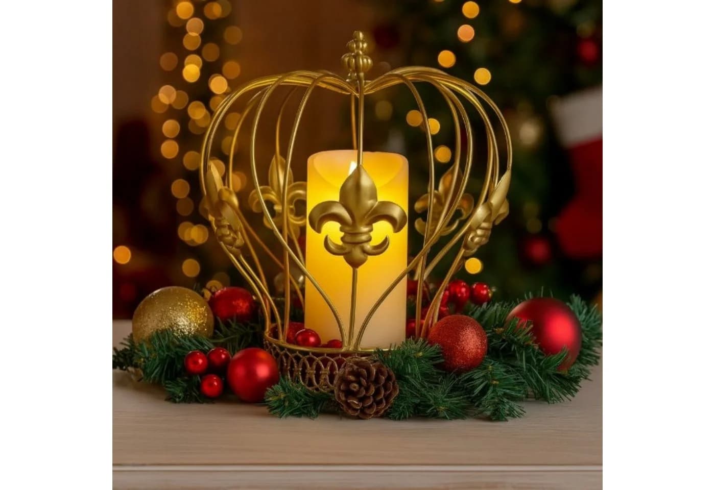 Online-Fuchs Dekofigur goldene Krone mit Lilien-Wappen - Bild 4