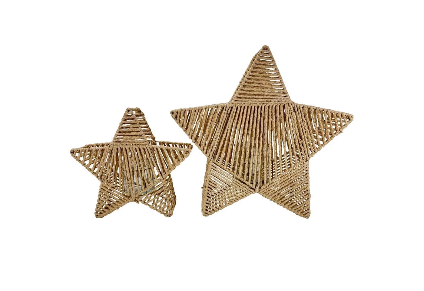 Online-Fuchs Kerzenhalter 2er Set Windlicht Stern Beige