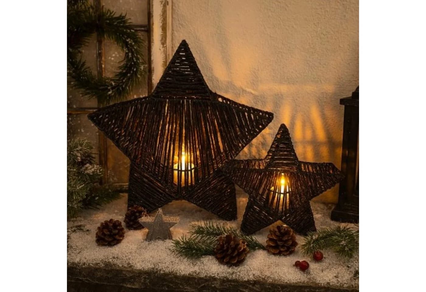 Online-Fuchs Kerzenhalter - 2er Set Windlicht Stern - Deko für Herbst, Winter & Weihnachten - Bild 2