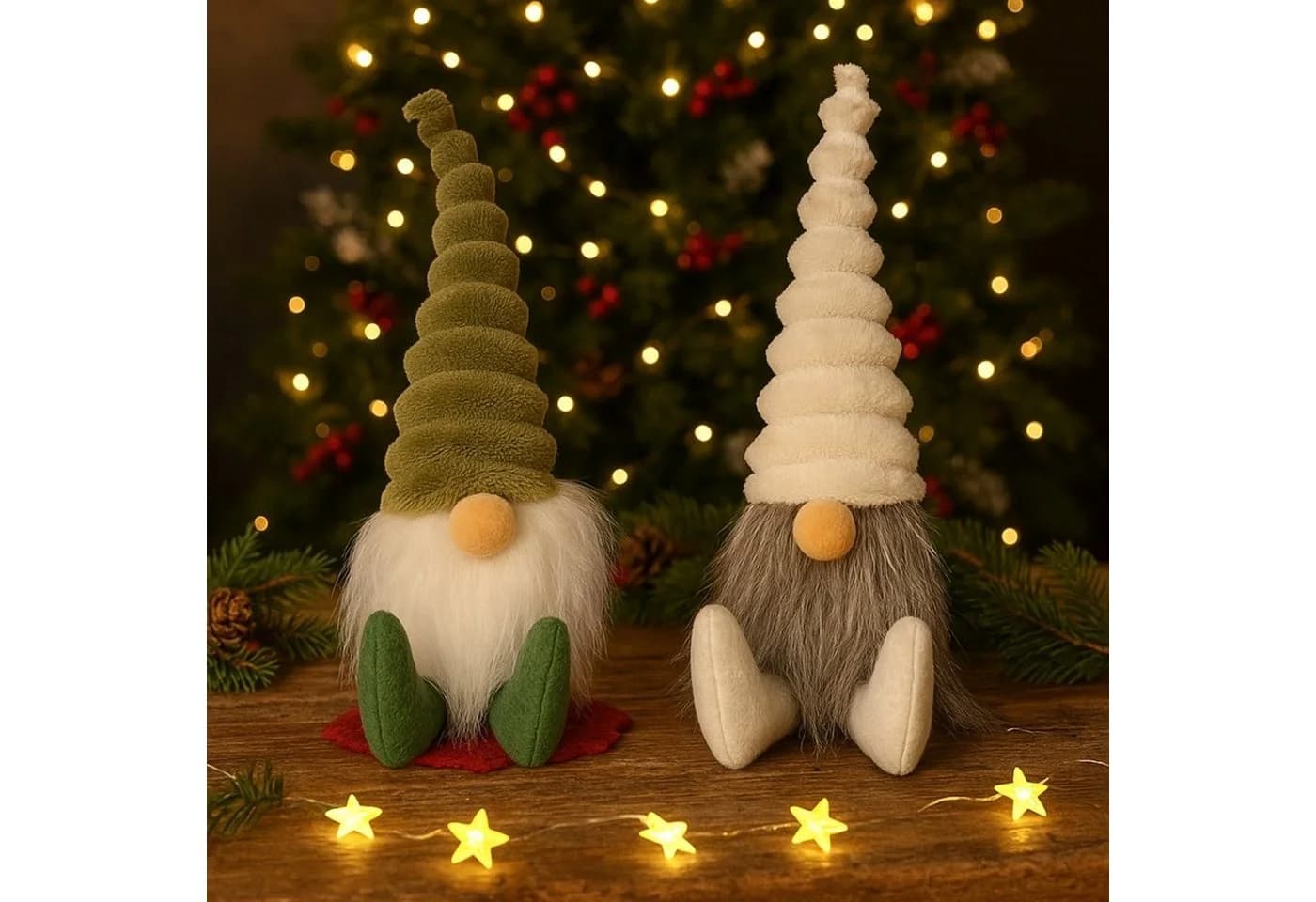 Online-Fuchs Weihnachtswichtel 25 cm Beige und Grün - Bild 2