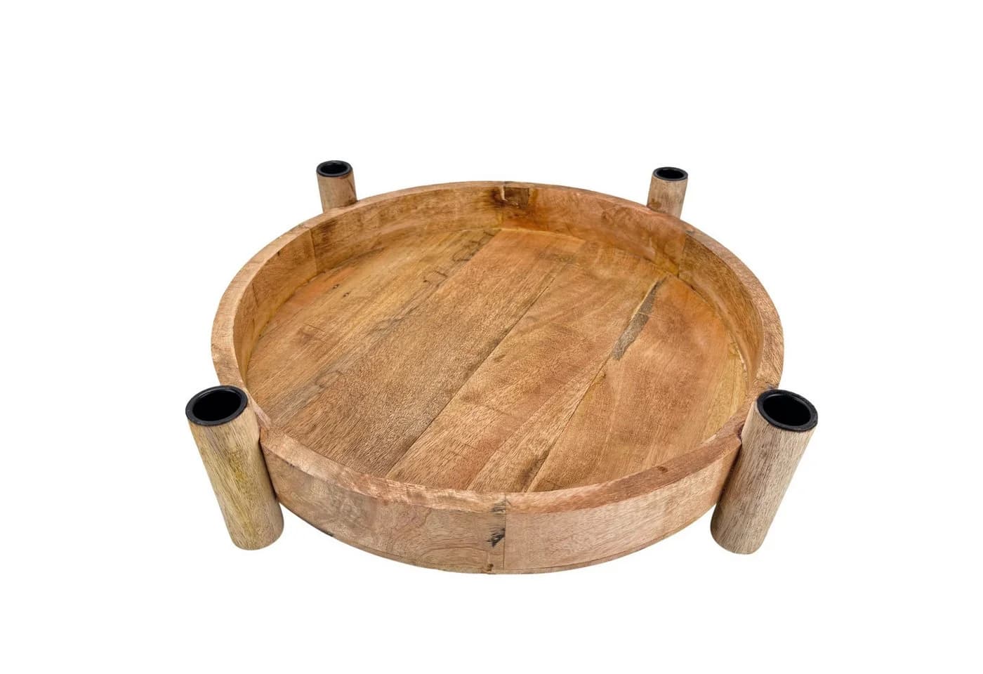 Online-Fuchs Adventskranz aus Mangoholz für Stabkerzen, Metall, rund, modern - Bild 2