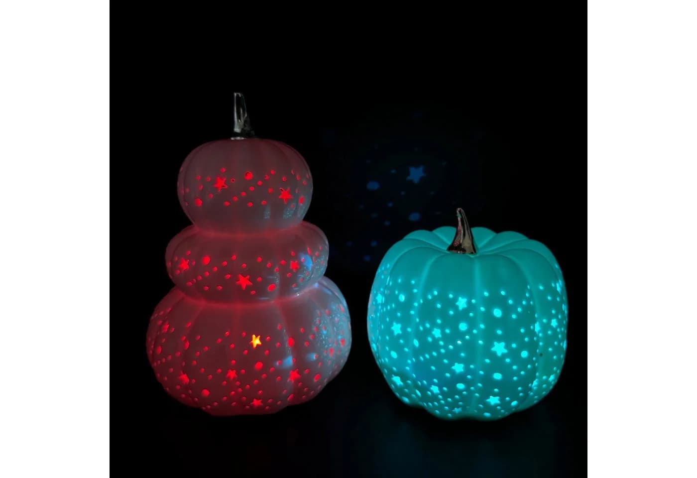 Online-Fuchs LED-Dekofigur 2 Kürbisse aus Keramik mit LED-Beleuchtung - Deko Herbst, Winter - Bild 4
