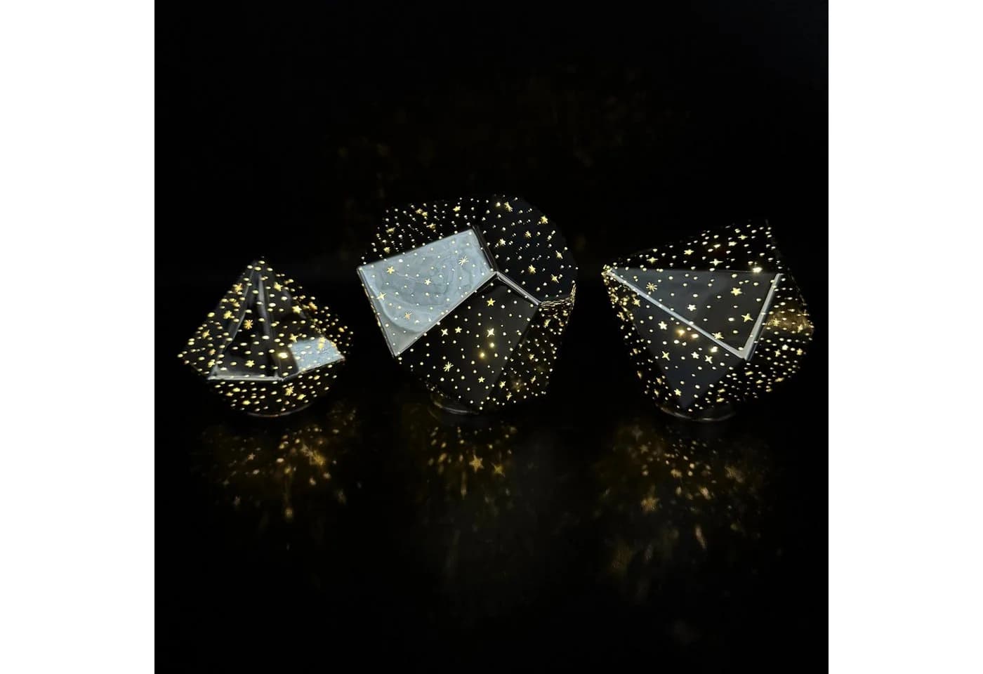 Online-Fuchs LED Dekoobjekt Stimmungslicht - 3 Diamanten aus Glas mit LED-Lichterkette & Timer