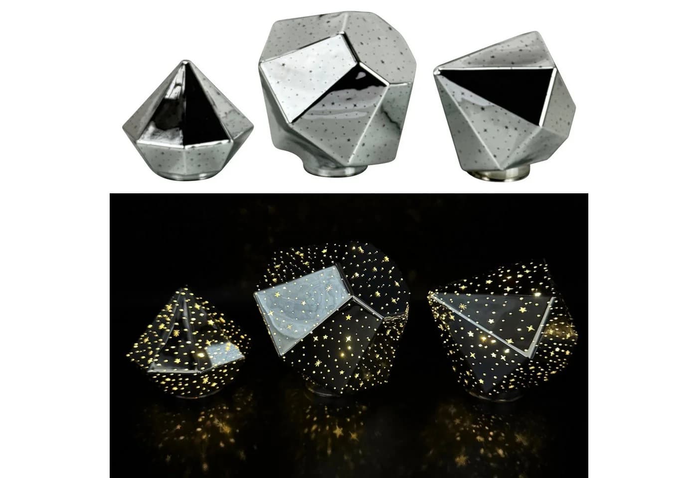 Online-Fuchs LED Dekoobjekt Stimmungslicht - 3 Diamanten aus Glas mit LED-Lichterkette & Timer - Bild 2