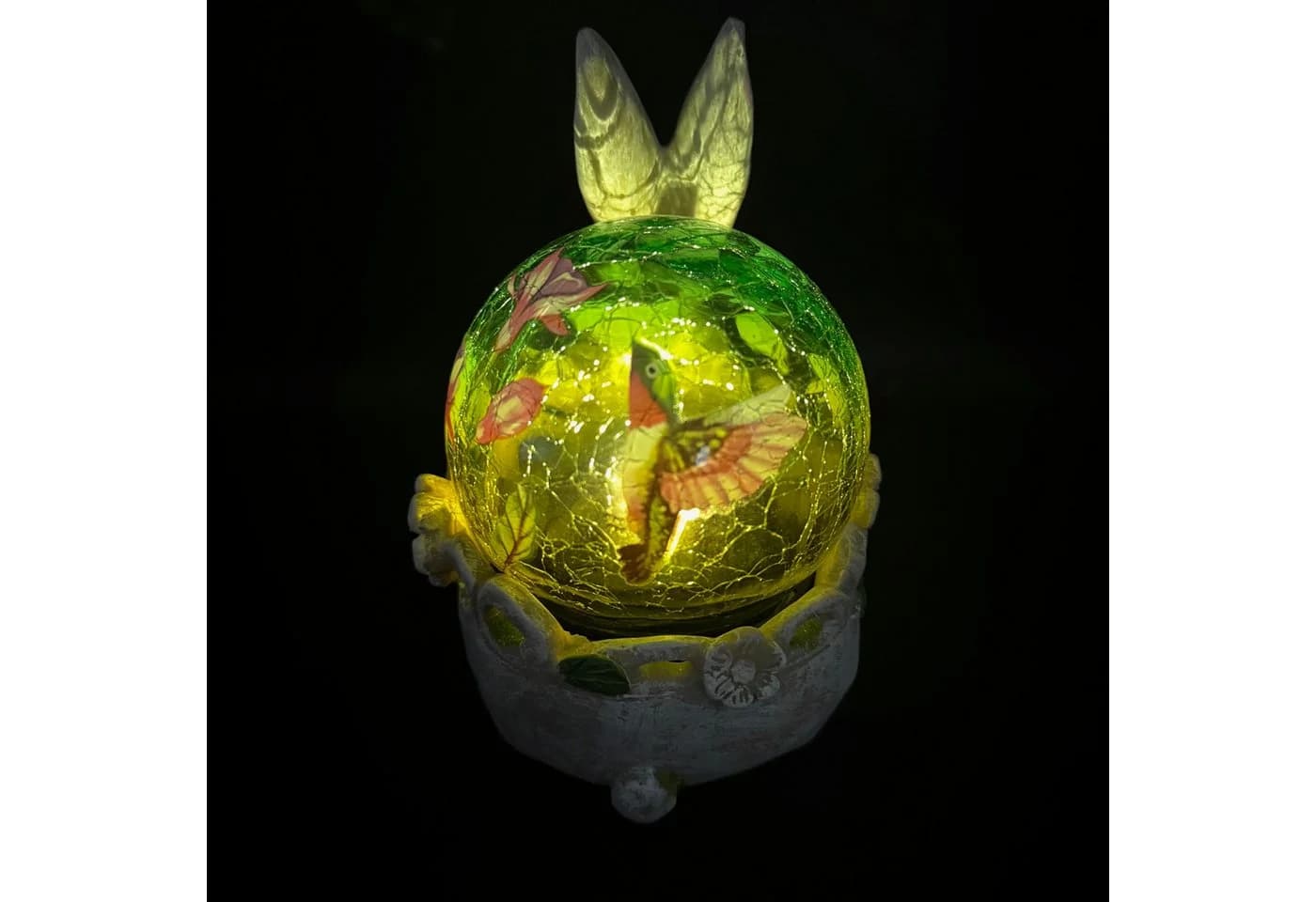 Online-Fuchs Gartenfigur süßer Hase mit LED Solar Glaskugel für draußen