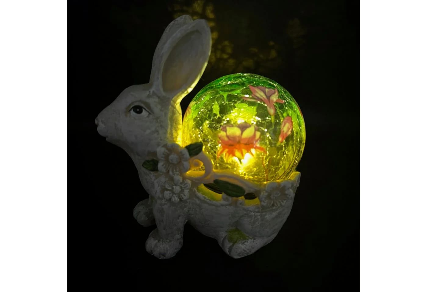 Online-Fuchs Gartenfigur süßer Hase mit LED Solar Glaskugel für draußen - Bild 2