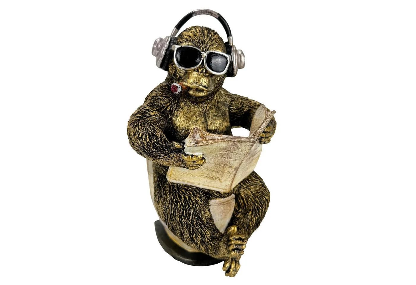 Online-Fuchs Dekofigur Affe, Gorilla auf der Toilette, WC - Badezimmer & Gäste WC Dekoration