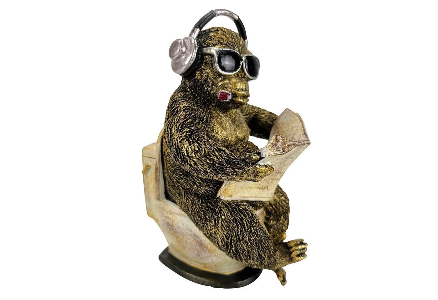 Online-Fuchs Dekofigur Affe, Gorilla auf der Toilette, WC - Badezimmer & Gäste WC Dekoration - Bild 2