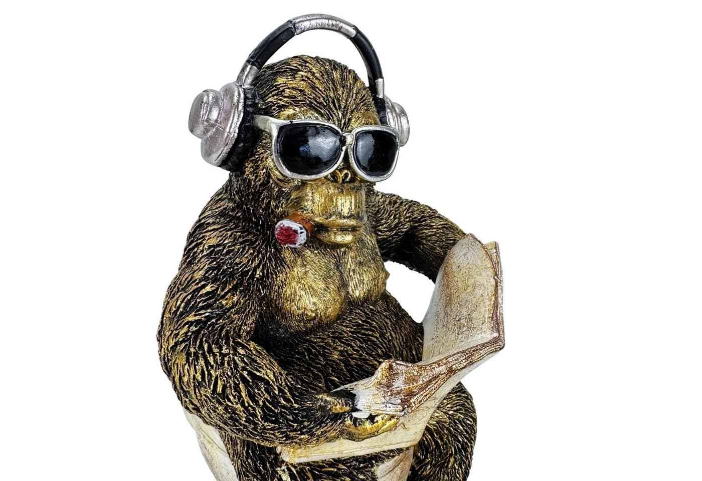 Online-Fuchs Dekofigur Affe, Gorilla auf der Toilette, WC - Badezimmer & Gäste WC Dekoration - Bild 5