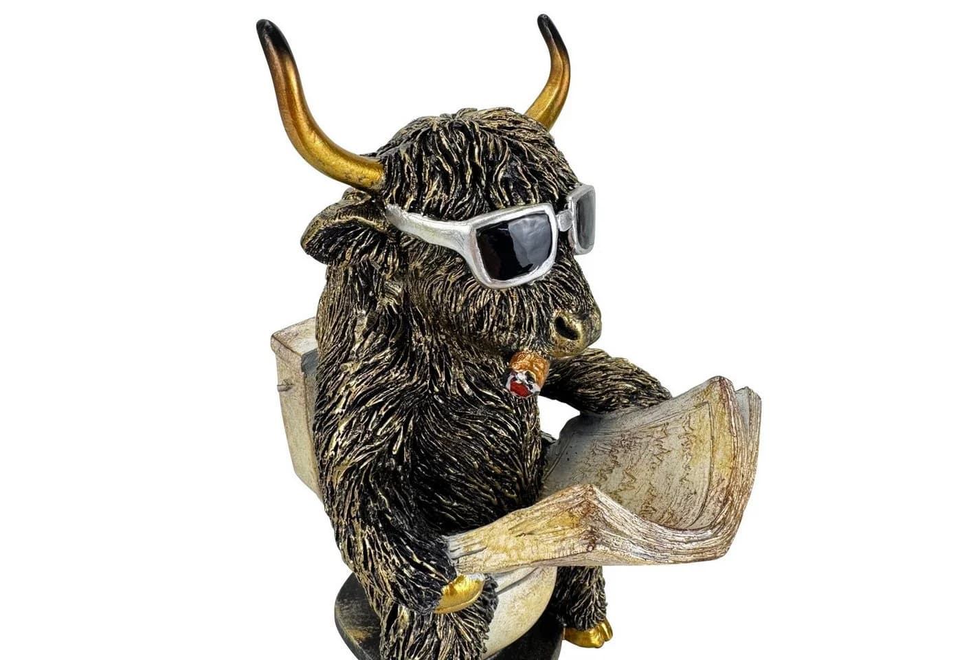Online-Fuchs Highland Kuh Dekofigur Schwarz-Gold - Bild 5