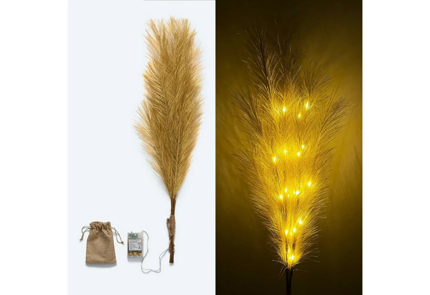 Online-Fuchs Kunstpflanze Pampasgras mit LED-Beleuchtung Timer Gold - Bild 2
