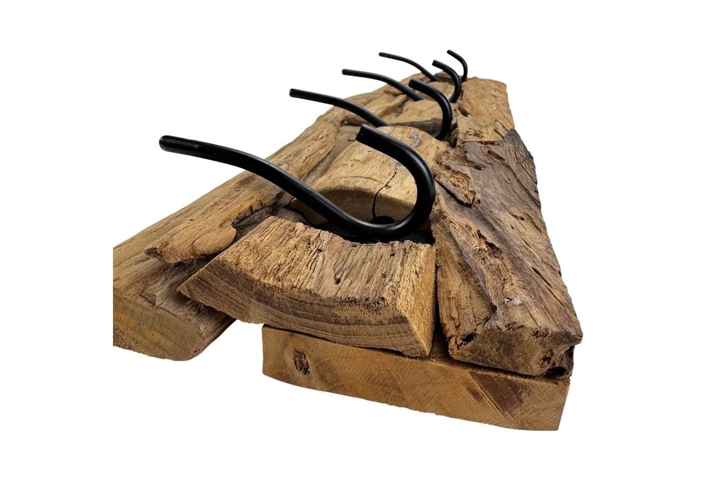 Online-Fuchs Garderobenleiste Teakholz Wandgarderobe 4 Haken
