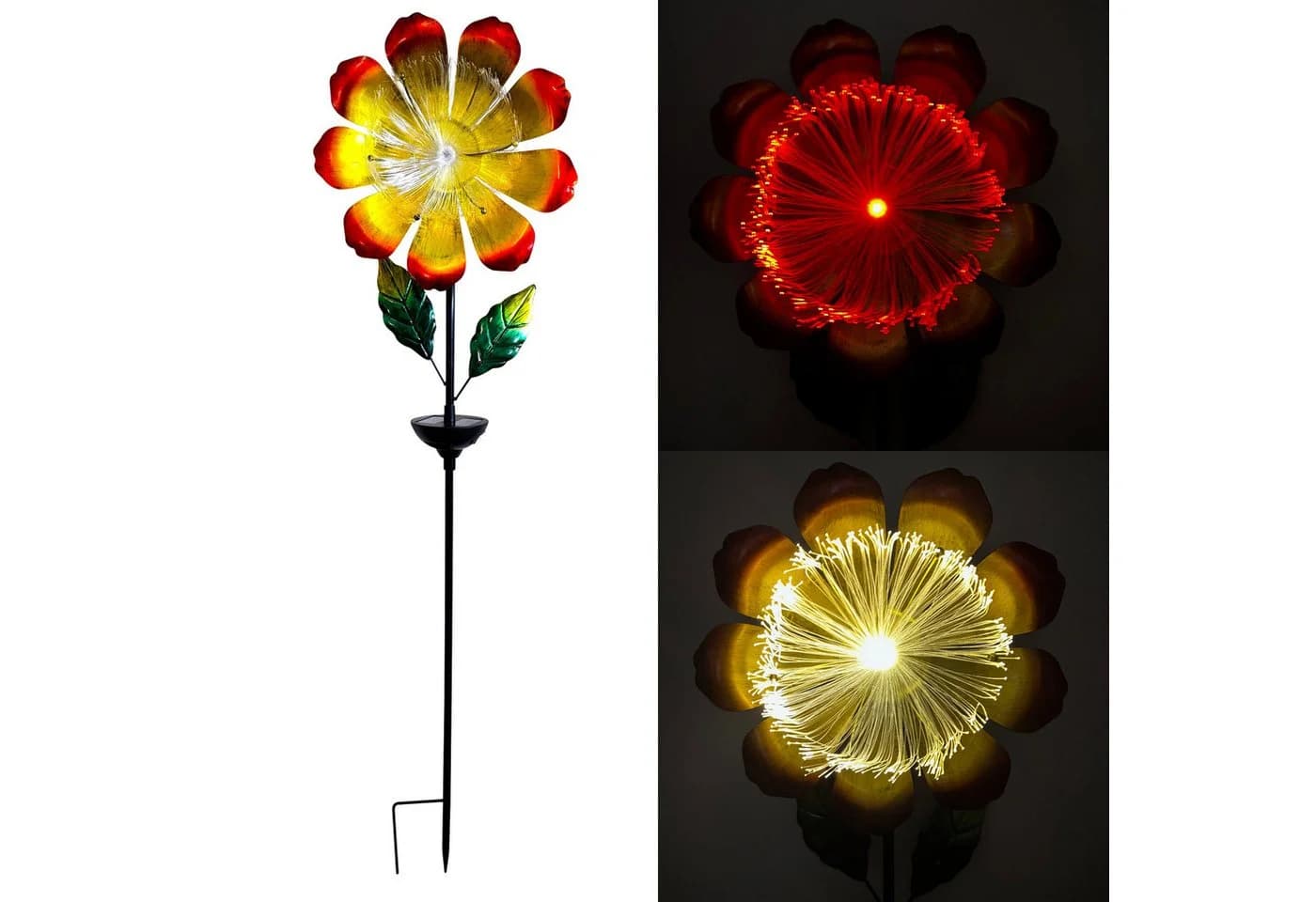 Online-Fuchs Gartenstecker magische Blume Metall LED Solar warmweiß gelb - Bild 2