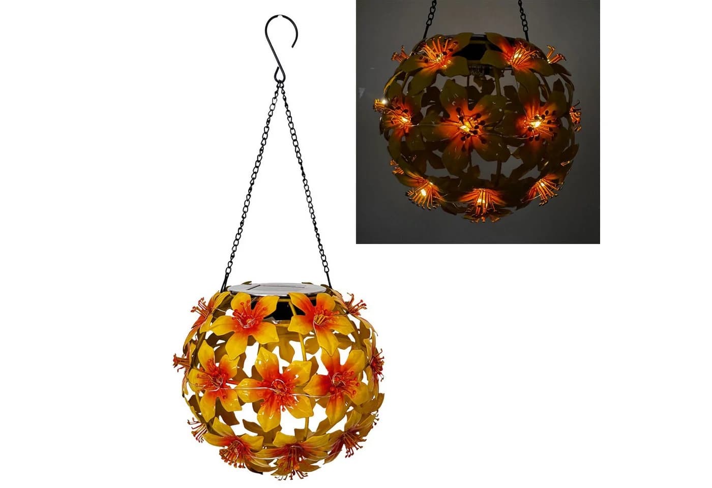 Online-Fuchs LED Gartenleuchte Hibiskusblüten Solarpanel Warmweiß - Bild 2