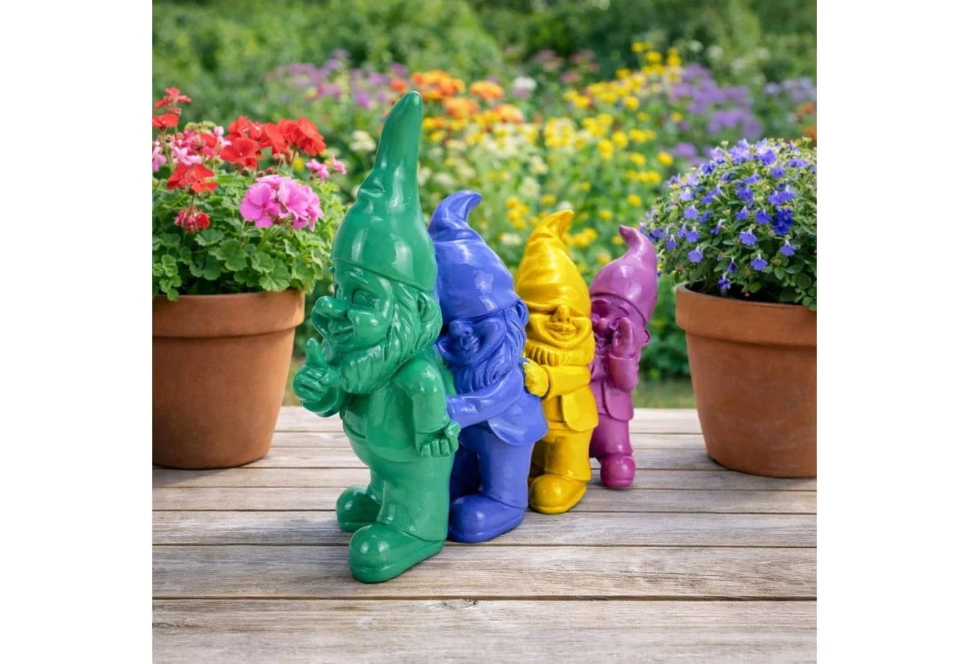 Online-Fuchs Gartenfigur Gartenzwerge Polonaise Bunt Modern Wetterfest - Bild 2