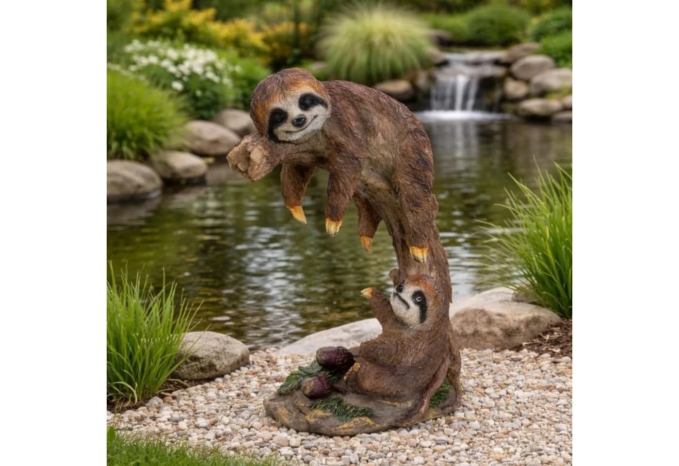 Online-Fuchs Gartenfigur 2 Faultiere mit Baum wetterfest - Bild 2